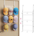 SWTYMIKI Over Door Hat Organizer - 3 Tier Metal Adjustable Wall Mounted Hat Rack with 9 Hooks Design, Hanging Baseball Cap Organizer Storage Holds up to 27 Caps for Door, Bedroom, Closet