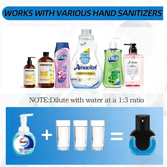 Automatic Soap Dispenser Touchless,Rechargeable Foaming Soap Dispenser,15oz/420ml Smart Hand Soap Dispensers,4-Level Adjustable,Wall Mount for Bathroom Kitchen Dish Soap,Hands-Free (Black)