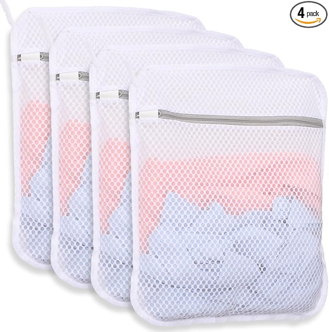 4-Pack Durable Honeycomb Mesh Laundry Bags for Delicates - 12x16 Inches Lingerie Bags for Washing Delicates with Sturdy Zippers, Protect Clothes in Washing Machine for Home, College & Dorm (Medium)