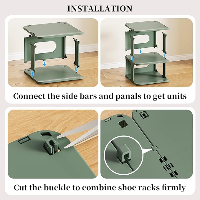 HAIXIN Vertical Shoe Rack Organizer for Entryway, 5 Tier Narrow Small Shoe Rack for Closet, Plastic Compact Shoe Storage for Door - Green