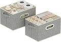 Fabric Open Storage Bins with Metal Handles, Collapsible Organizer Baskets, Foldable Cube Boxes for Shelves, Closet, Living Room, 10.2x7.9x6.7in, Grey, 2 Pack