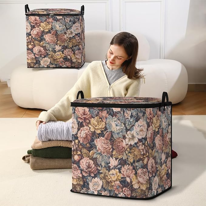 2pcs closet organizers and storage under bed,clothing blanket sweater sheet bedding comforter duvet quilt pillow toy storage bags with lids,dorm room essentials for containers 95L
