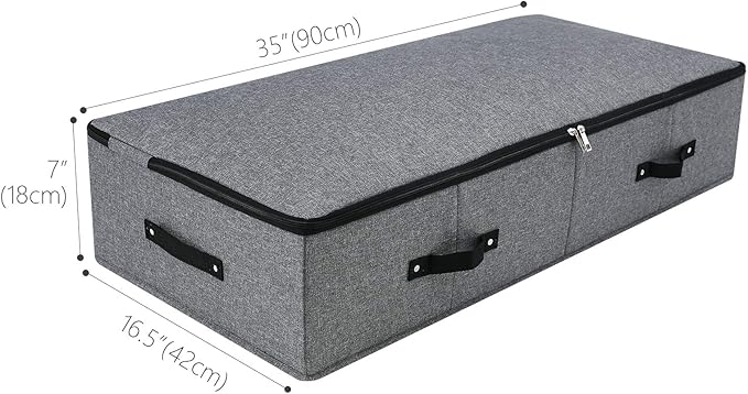 Omygarden 2PCS Foldable Blankets Clothes Comforters Storage Bin Organizer with Plastic Support Liner for Blankets, Towels, Comforter, Sweaters, Linen Sheets, Wrapping Paper, Black Grey
