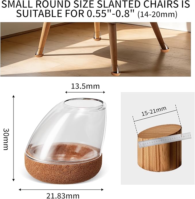 Ezprotekt 16 Pcs Chair Leg Floor Protectors, Silicone Covers Felt Furniture Pads for Hardwood Floors, Chair Leg Caps for Tilted Legs (15°-25°), Anti-Scratch and Reduce Noise Small Fit (0.55"-0.8")