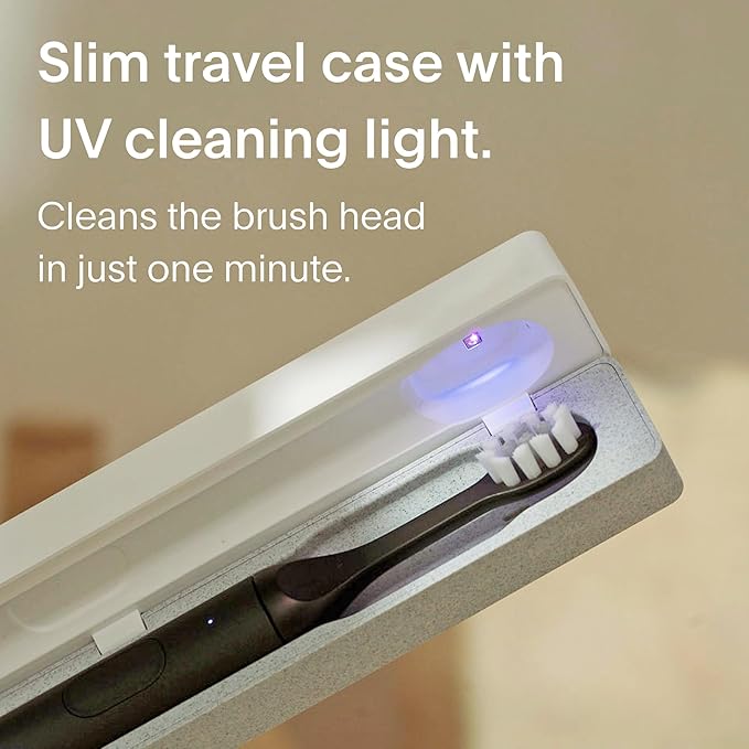SURI 1.0 Sonic Electric Toothbrush with UV Cleaning Travel Case |1 Month+ Battery | Designed in California | Electric Toothbrush for Adults | Travel Toothbrushes | Tooth Brush | Black