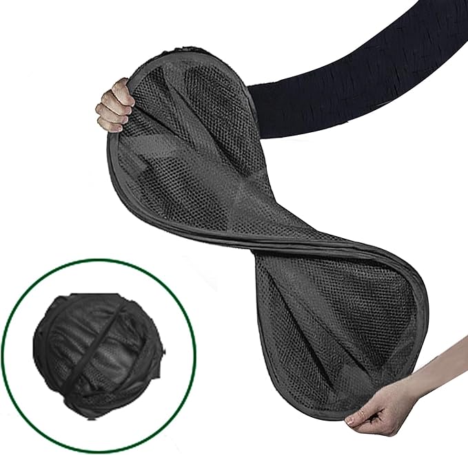 Mesh Pop Up Laundry Hamper, Collapsible Laundry Basket with Side Pocket, Dirty Clothes Mesh Basket Foldable for Cruise, Travel, Camping (Black - 1 Pack)