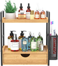 LEMIKKLE 2-Tier Bathroom Organizer with Drawers and Baskets, Multi-Purpose Makeup Organizer Countertop, Large Skincare Organizers, Exquisite Vanity Organizer,Wood