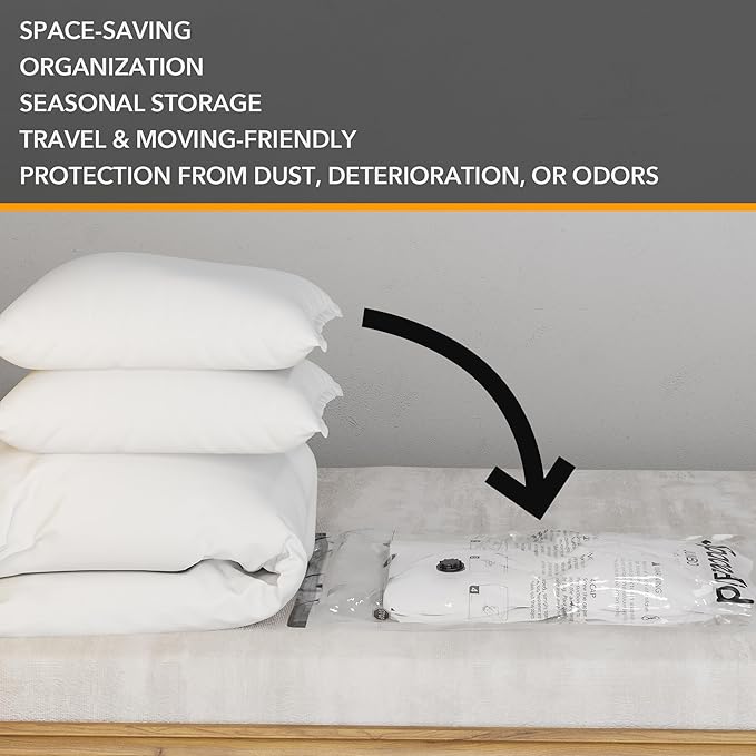 SpaceAid 20 Pack Vacuum Storage Bags, Space Saver Sealer Compression Bags for Comforters, Blankets, Pillows, Bedding, Clothes (4 Jumbo/4 Large/4 Medium/4 Small/4 Roll)