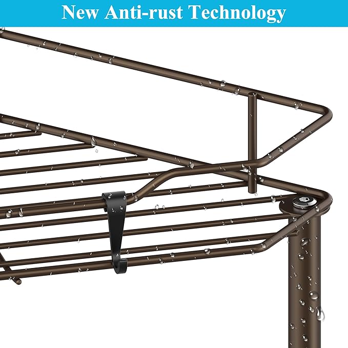 2 Tier Floor Standing Corner Shower Caddy Organizer Shelf with Hooks, Bathroom Shelves Stand Rack, Bronze