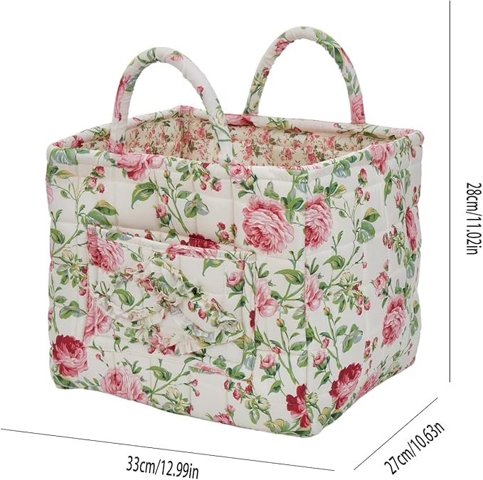 Boho Fabric Storage Basket, Large Capacity Laundry Basket, 12.2'' x 10.23'' x 10.23'' Collapsible Laundry Hamper with Easy Carry Handles (C Multi-Color 2, L)