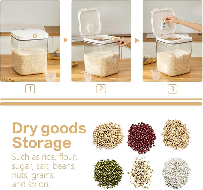 LivLab Flour Dispenser 10LBS - 5 L /5 QT /5 KG Rice Container Storage Food Cereal Container Bins Household for Kitchen Pantry Organization (5 L)