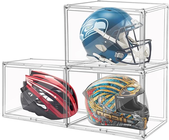 Cutora 3Pack Extra Large 17.7"X13"X13" Clear Acrylic Organizer Box Display Case, Plastic Holder with Magnetic Door for Figures, Books, Handbags, Purses, Boots