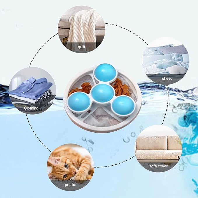 OKAKA Hair Filter Bag Lint Catcher for Washing Machine Pet Hair Catcher 4 Pack