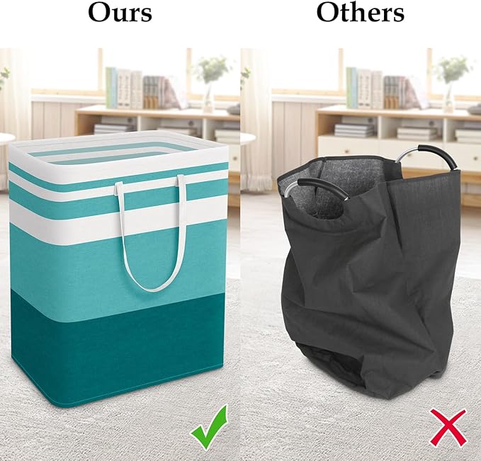 StorageRight Large Collapsible Laundry Basket Hamper with Easy Carry Handles，Freestanding Clothes Hampers for Laundry, Bedroom, Dorm, Towels, Toys, 125L, Green