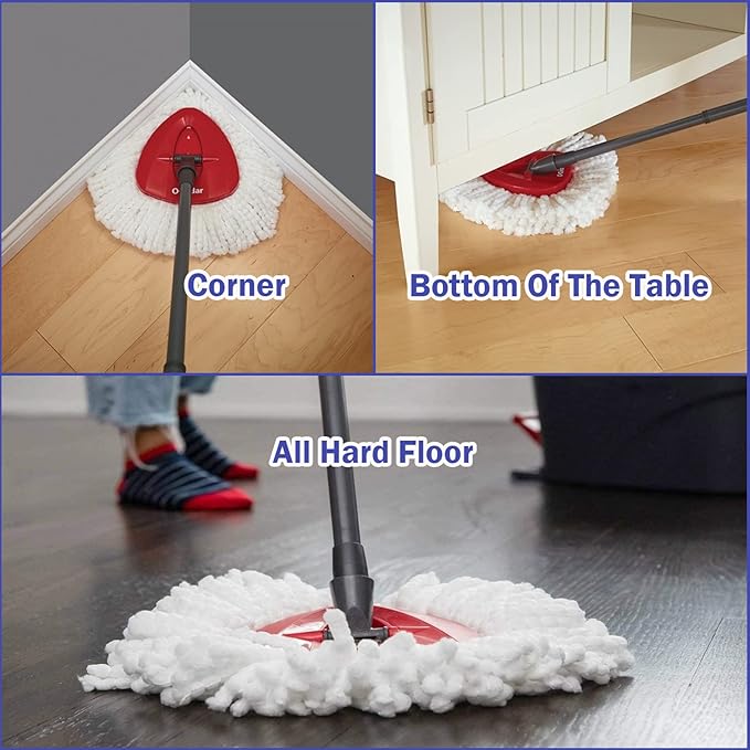 Spin Mop Replacement Head 3 Pack Mop Refill Compatible with Ocedar Triangle Swivel Mops Microfiber Swivel Mop Refill,Deep Clean,Machine Washable and Easy to Replace