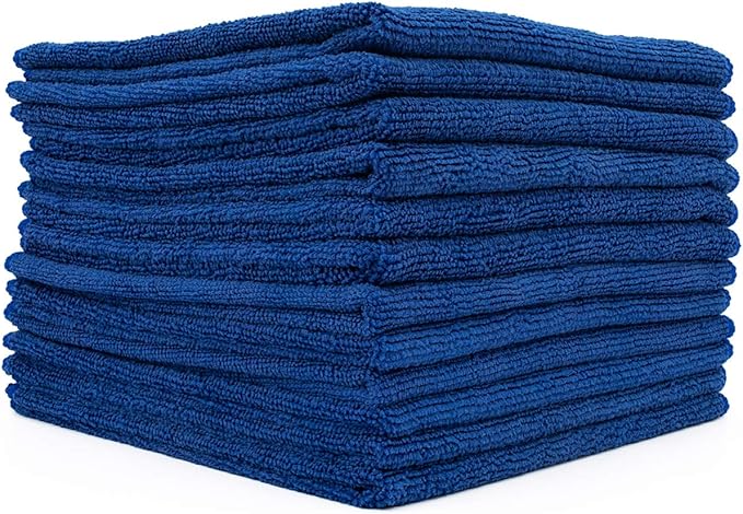 The Rag Company - All-Purpose Microfiber Terry Cleaning Towels - Commercial Grade, Highly Absorbent, Lint-Free, Streak-Free, Kitchens, Bathrooms, Offices, 300gsm, 16in x 16in, Royal Blue (12-Pack)