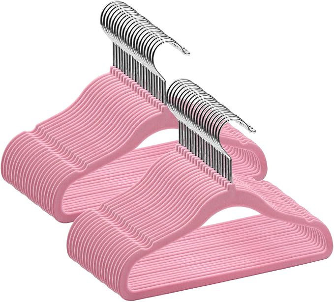 GoodtoU Baby Hangers Pink for Clothes, Kids Velvet Hangers Non Slip Children Hanger for Closet