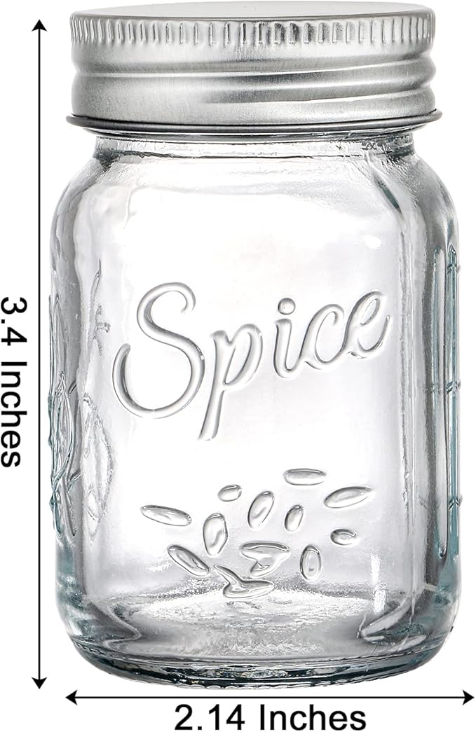 Coloch 30 Pack 4 Oz Glass Mason Spice Jar with Shaker Lids& Labels, Empty Spice Bottle with Airtight Metal Caps and Collapsible Funnel for Herbs & Spices