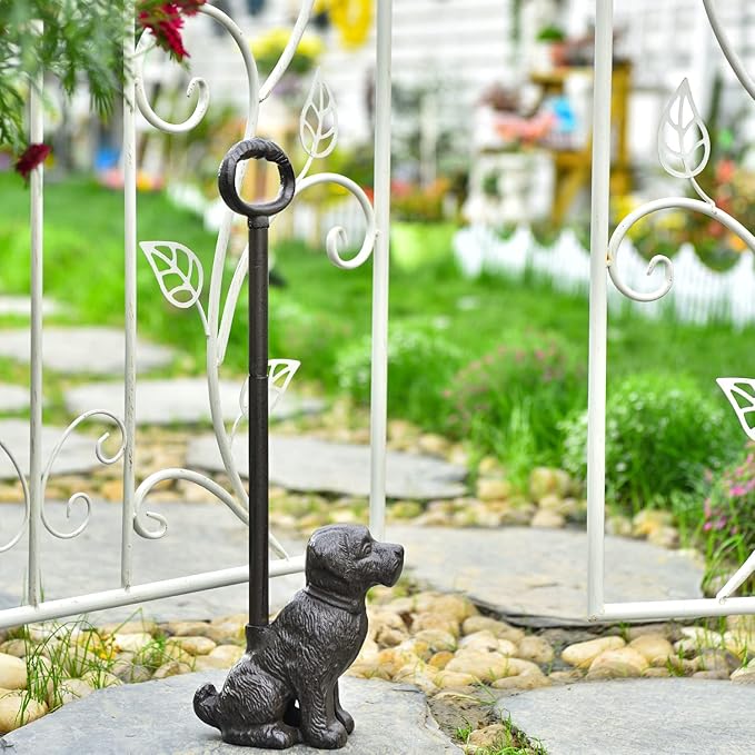 Sungmor Cast Iron Dog Door Stop with Handle – Heavy Duty Decorative Vintage Doorstop, 19.4" Tall Rustic Animal Door Holder, Antique Farmhouse Home Décor for Entryway, Office, or Yard