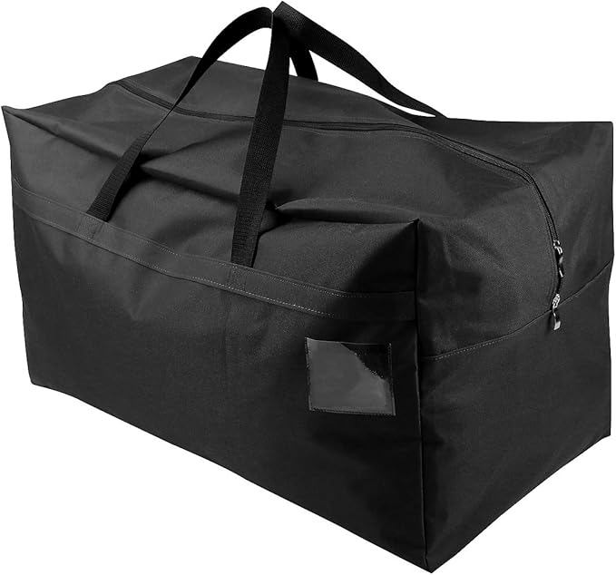 AMJ Christmas Decorations Storage Container Bag | Holds Xmas Trees, Lights, Balls etc, Unzippered Top Three Side Open Bag, Black