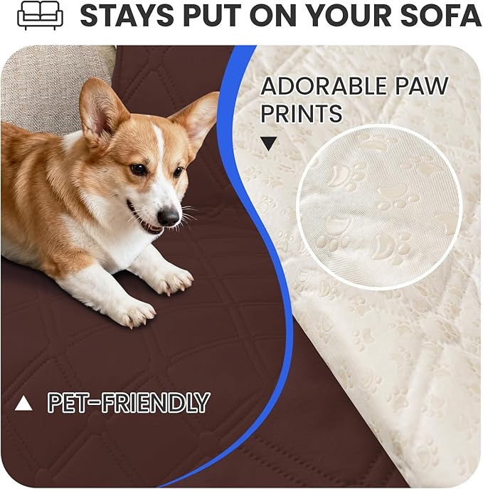 Waterproof Dog Bed Cover Pet Blanket, Soft Couch Cover for Dogs Washable, Non-Slip Dog Blanket Protect Furniture Couch Sofa Car for Puppy Large Dogs Cat (30x70 Inch, Coffee)