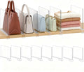 Purse Organizer for Closet Shelf Dividers: 8-Pack Adjustable Clear Acrylic Bag Storage Organizer for Handbags, Sweaters, Towels, Jeans and Shoes on Wood Shelves