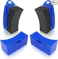 2Pcs Tire Dressing Applicators,Tire Shine Applicator Pads,Reusable Tire Dressing Sponge Pad Car Tire Applicator Pads with Lid for Car Glass, Painted Steel & Porcelain (Blue, Curved