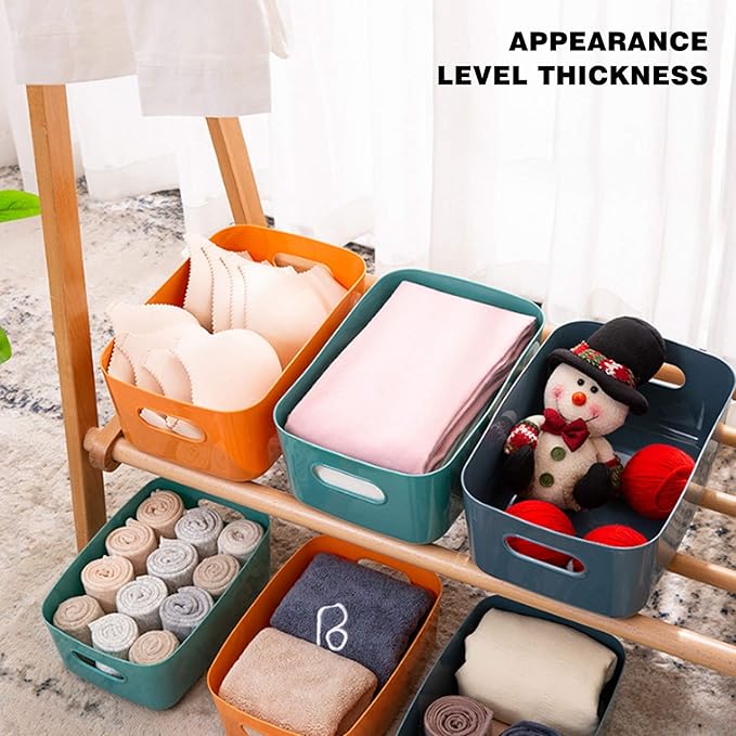 OWill 7 Pcs 2.1 L Plastic Storage B-ins and Baskets for Efficient Home Classroom Organization Small Containers in Multicolour for Kitchen, Cupboard box, and Bathroom Organizer on Shelves and Tubs