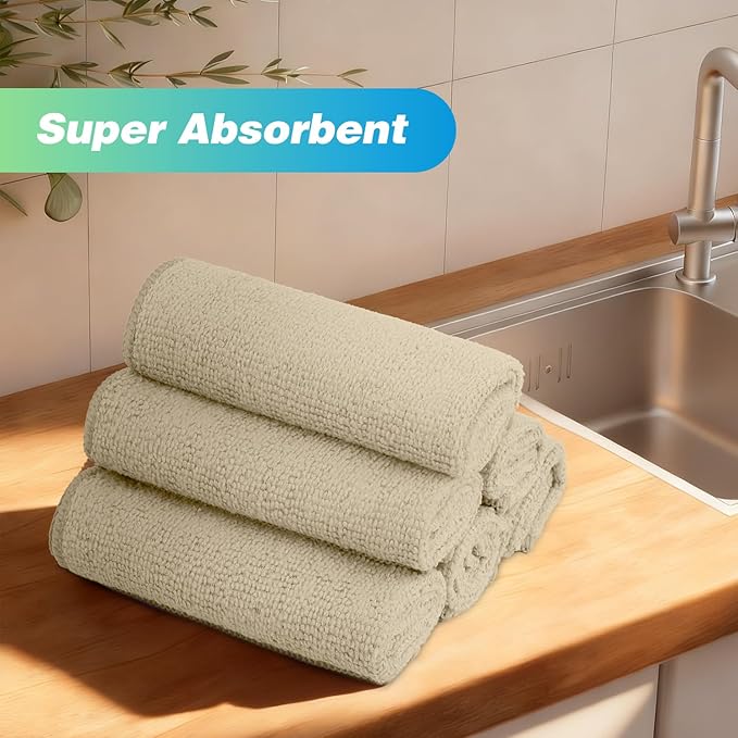 HOMEXCEL Brown Microfiber Cleaning Cloth, 24 Pack Absorbent Cleaning Rags, Lint-Free, Streak-Free Cleaning Towels for Car Kitchen House, 12"X11"