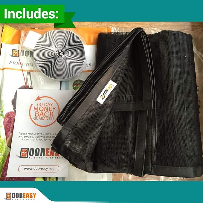 DOOREASY Magnetic Screen Door, Optional Sizes Door Mesh Screen, Quick Magnetic Closure,Loop Fully Sewn Easy Install Door Screens with Magnets(Fits Doors Up to 46"x95")