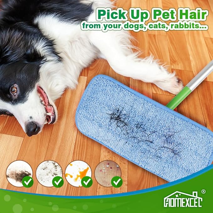 HOMEXCEL Microfiber Reusable Mop Pads Compatible with Swiffer Sweeper- Machine Washable Microfiber Pad Refills for Household Cleaning-Floor Cleaning Mop Head Pads Work Wet and Dry-Pack of 4