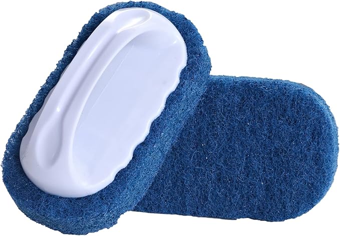 Scouring Pad Brush kit 4 Pieces, Cleaning Brush with Handle, Dish Scrub Brush, Bathroom Brush, Sink Scrub Brush