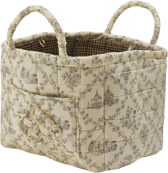 Boho Fabric Storage Basket, Large Capacity Laundry Basket, 12.2'' x 10.23'' x 10.23'' Collapsible Laundry Hamper with Easy Carry Handles (B Multi-Color 1, L)