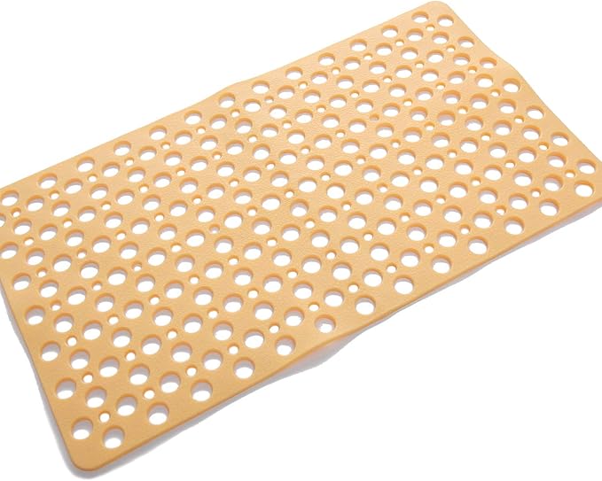 Nonslip Bathtub Mat Extra Soft TPE Bath Mat for Kids, Machine Washable Bathroom Shower Mat, Smooth/Non-Textured Tubs Only, 30L x 17W Inch (Light Orange)