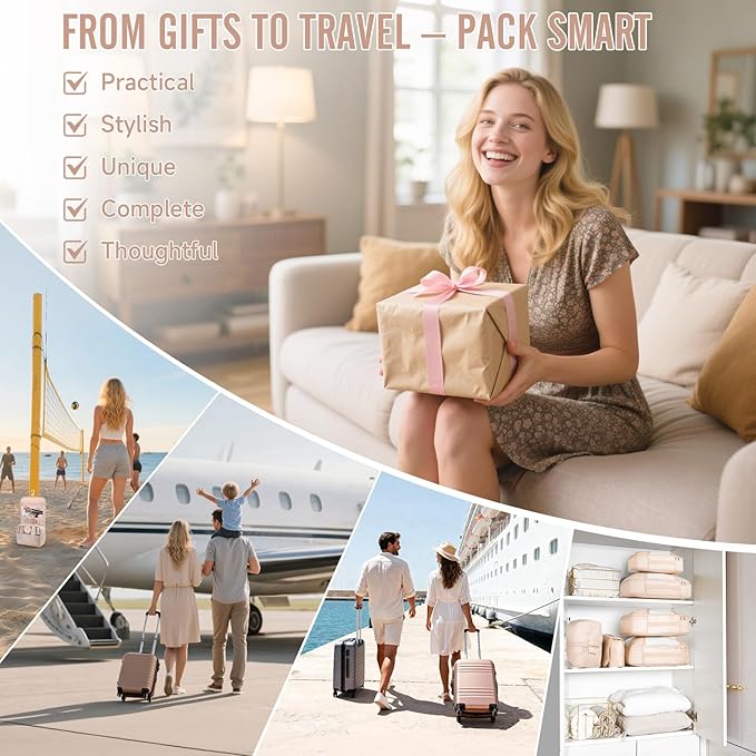 Veken 8 Set Packing Cubes, Cruise Ship Travel Essentials Accessories for Beach Vacation, Personalized Gifts for Women Mom Her, Suitcase Organizer Bags for Luggage with Hanging Toiletry Bag