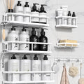 YASONIC Shower Caddy, Large Capacity Bath Organizer with Soap Holder and 12 Hooks, 6 Pack Rustproof Bathroom Shelves for Inside Shower, No Drilling&Sleek Bathroom Organizers and Storage White