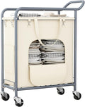 Laundry Basket with Wheels,114L Large Rolling Laundry Hamper, Heavy-Duty Laundry Cart Sturdy Metal Frame with Handle, Minimizes Bending Easy Access Clothing for Bedroom, Bathroom, Laundry Room (Beige)