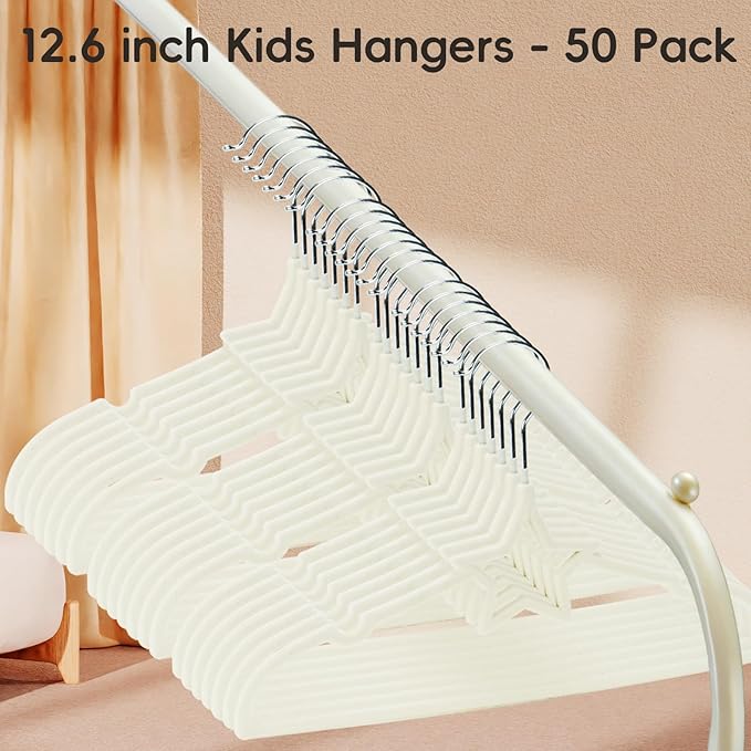 GoodtoU Baby Hangers, Velvet Hangers Kids Hangers 50 Pack for Toddler Infant Childrens Child Small Coats Pants Clothes Closet Organizers and Storage 12.6 Inch