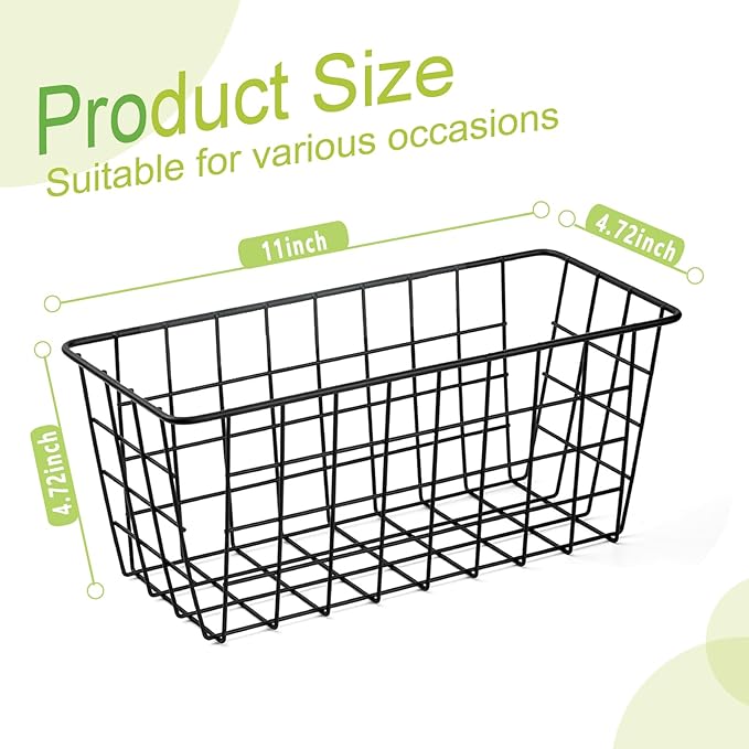 4 Pack Hanging Kitchen Baskets, Adhesive Wire Wall Storage Basket, No Drilling Hanging Fruit Baskets, Cabinet Door Organizer for Kitchen Bathroom Pantry, Upgrade Super-sized Adhesive (4)