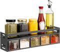 Kitchen Spice Rack, Kitchen Organizer and Storage Rack with 5 Spoons, Spice Organization for Cabinets Punch-free Wall/Countertop Home Decor Multifunctional Double Layer 5 Grid Condiment Rack, Gray