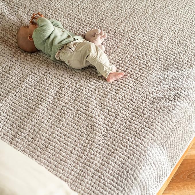 PAULATO BY GA.I.CO. Waterproof Blanket for Bed – Queen Absorbent Couch Cover – Machine Washable Stain-Proof Pad for Large Sofa – Pets Dogs & Cats Friendly Protector - Light Grey
