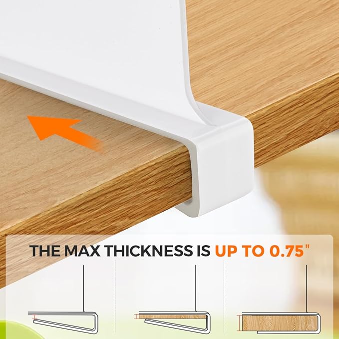 JOY DECOR 6 Pack Acrylic White Shelf Dividers for Closets Organizer and Storage Adjustable Vertical Wood Shelf Closet Separators for Clothes,Book,Bags in Bedroom and Kitchen