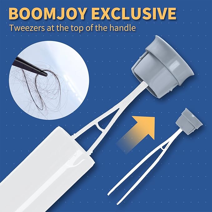 BOOMJOY Toilet Brush and Holder Set, Toilet Bowl Cleaner Brush, Toilet Scrubber Brush with Tweezers for Bathroom Cleaning, RV Accessories and House Organization Must-Haves - White