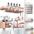 Shower Caddy Adhesive Shower Organizer 7-Pack, Rustproof Stainless Steel Bathroom Shelves, Large Capacity No-Drill Rack Storage Accessories with Soap Dish Toothbrush Holder Hooks