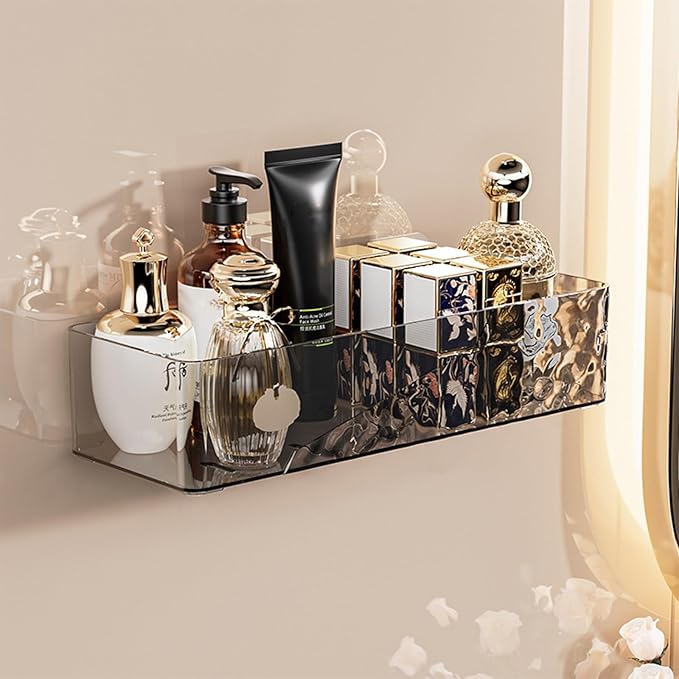 Lae Nuvole Wall Mounted Bathroom Caddy Organizer, Adhesive Shower Shelf for Inside Shower Caddy Plastic Bathroom Organizers and Storage for Wall, Bath, Makeup, Home Decor, No Drilling (Black)