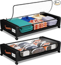 Under Bed Storage with Wheels, UnderBed Storage Containers with Clear Lid and Handles, XXL 60L Under the Bed Storage Bins Drawers for Clothes,Blankets,Shoes,Books (BLACK, 2 PACK)