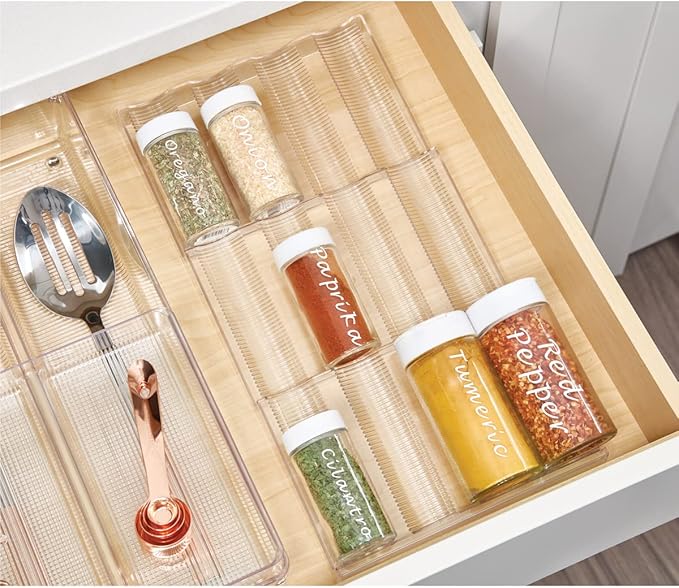 iDesign Linus Spice Rack, Drawer Organizer for Kitchen Storage - Clear