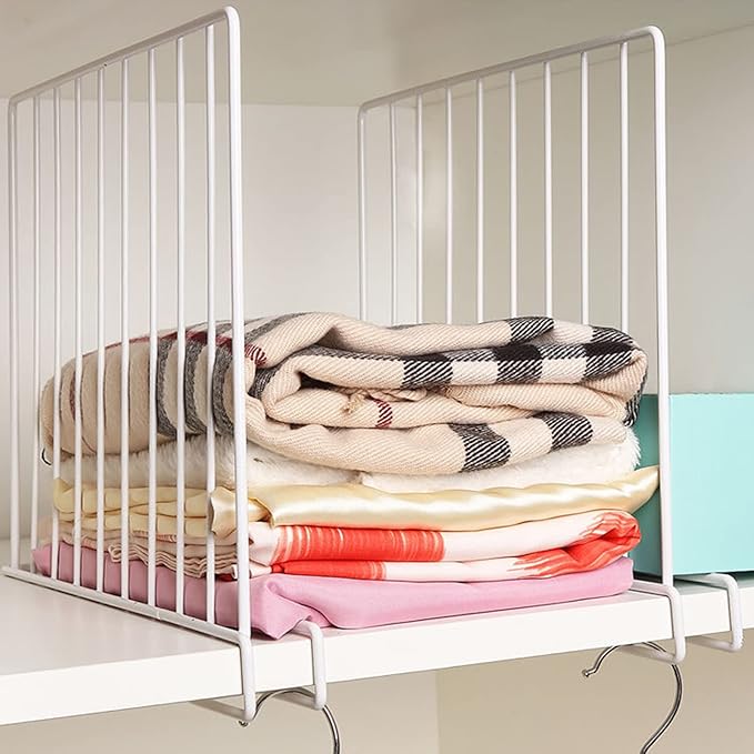Shelf Dividers, 8 Pack Shelf Dividers for Closet Organization, Metal Closet Shelf Organizer for Wood Shelves Separators for Purse Handbag Sweater Clothes Book Storage Bedroom Wardrobe Kitchen Cabinet