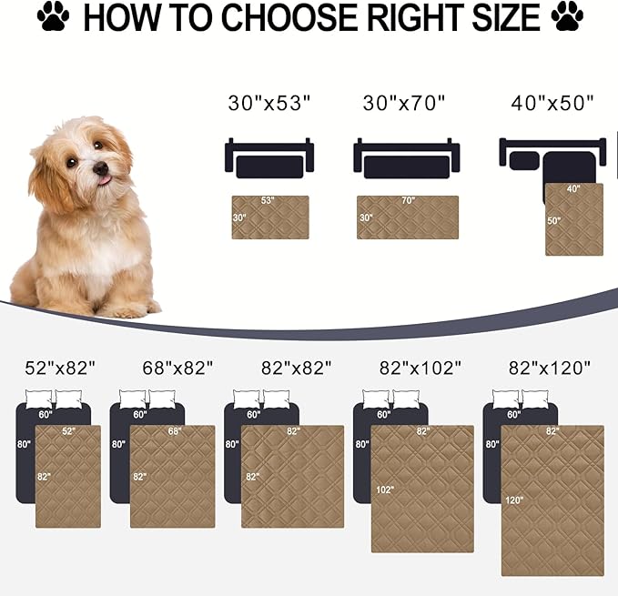 Smiry Reversible Waterproof Couch Covers for Sofa, Washable Dogs Pet Couch Covers for 3 Cushion Sofa Pet Friendly, Water Resistant Furniture Protector Slipcover, Geometric (68"x82", Camel/Beige)
