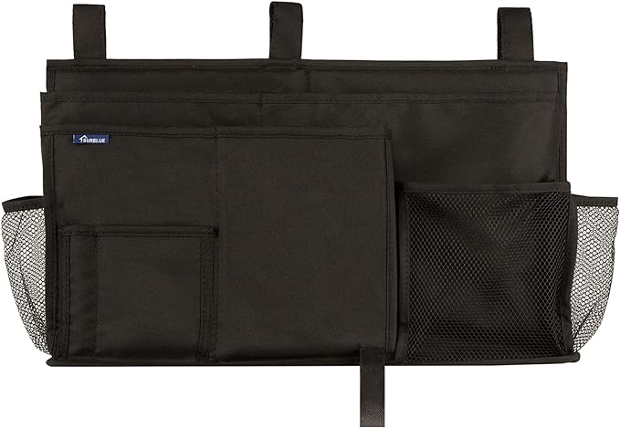 Surblue Caddy Hanging Organizer Bedside Storage Bag for Bunk and Hospital Beds, Black, L